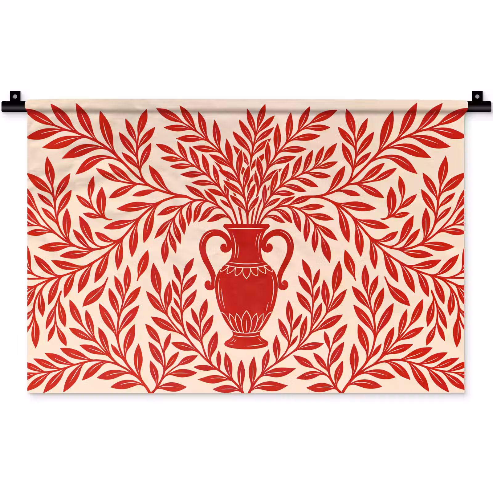 Wandkleed - Vaas - Planten - Decoratie - Abstract - Rood — 1