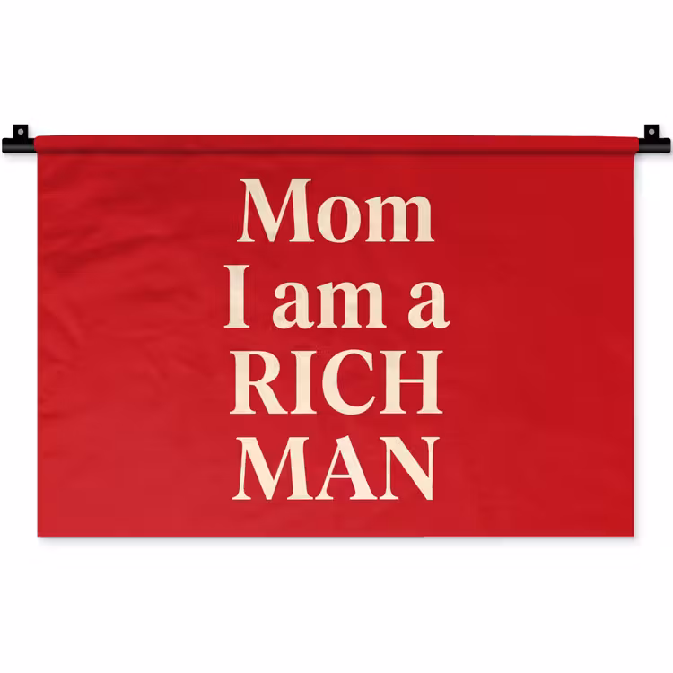 Wandkleed - Tekst - Rijkdom - Motivatie - Rood - Modern — 1