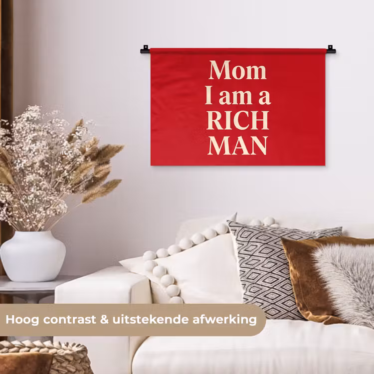 Wandkleed - Tekst - Rijkdom - Motivatie - Rood - Modern — 4