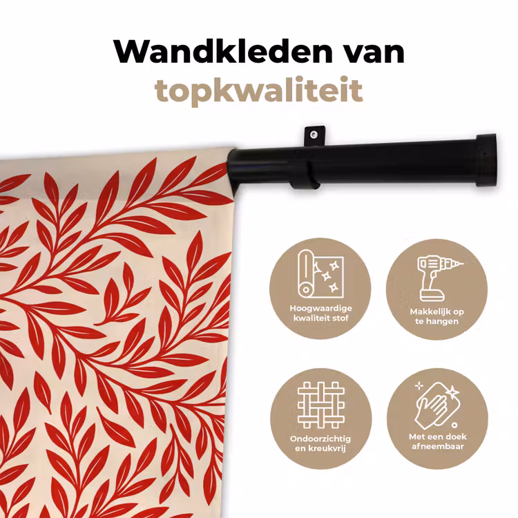 Wandkleed - Vaas - Planten - Decoratie - Abstract - Rood — 3