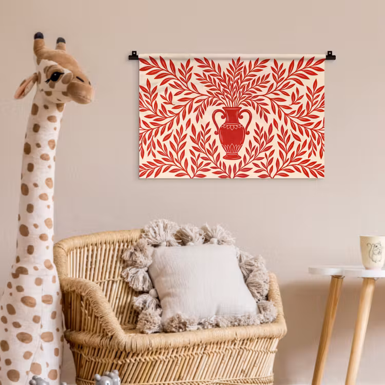 Wandkleed - Vaas - Planten - Decoratie - Abstract - Rood — 5
