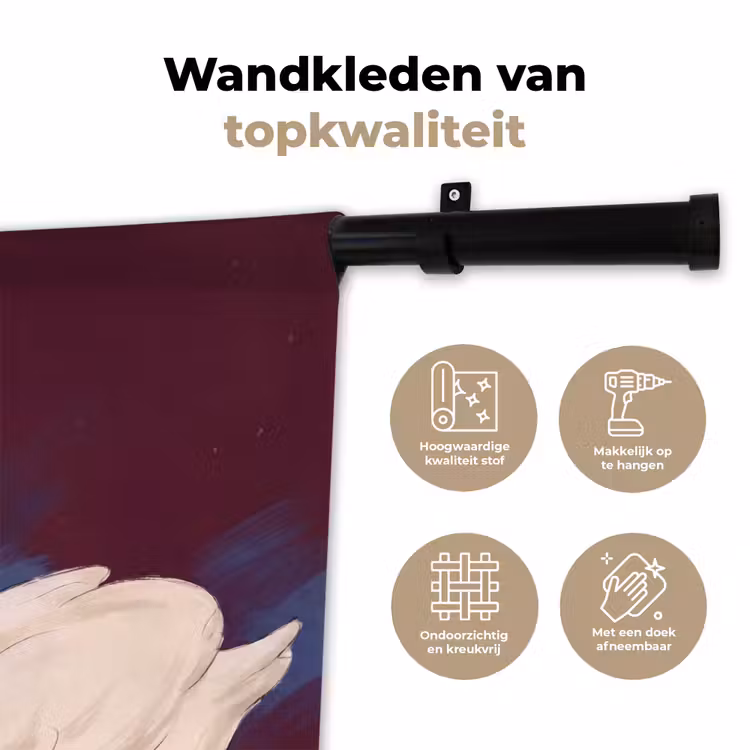 Wandkleed - Vogel - Koppel - Liefde - Abstract - Wit — 3