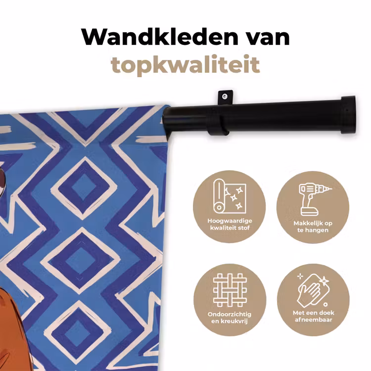 Wandkleed - Vrouw - Cowboyhoed - Portret - Modern - Blauw — 3