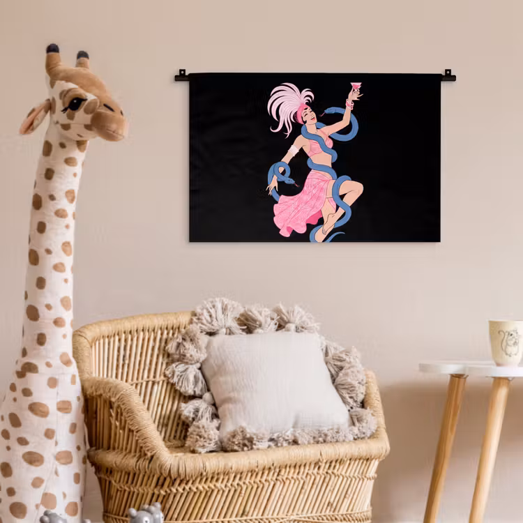 Wandkleed - Vrouw - Danseres - Slangen - Art Deco - Roze — 5