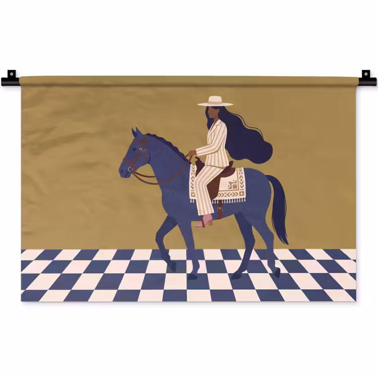 Wandkleed - Vrouw - Paard - Rijden - Modern - Abstract — 1