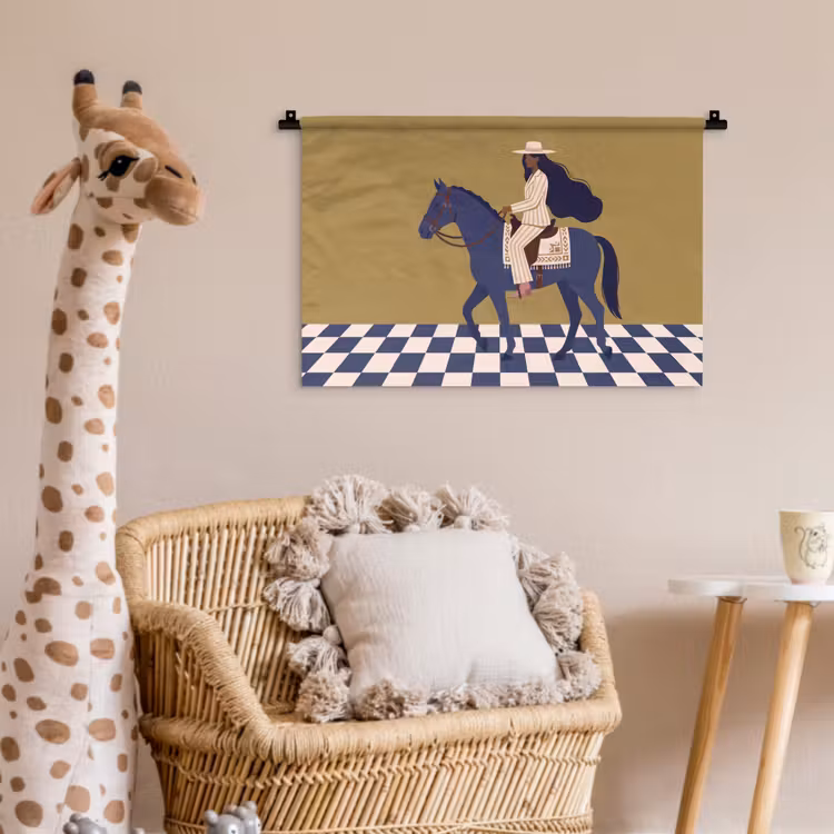 Wandkleed - Vrouw - Paard - Rijden - Modern - Abstract — 5