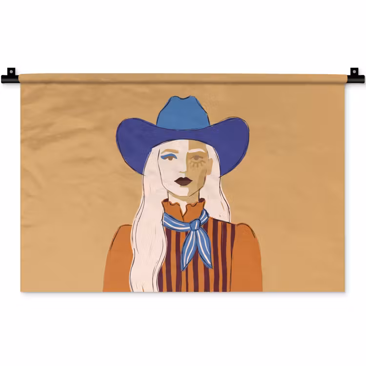 Wandkleed - Vrouw - Portret - Abstract - Kleurrijk - Modern — 1