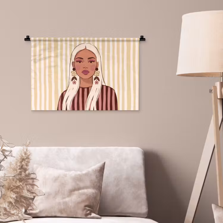 Wandkleed - Vrouw - Portret - Illustratie - Modern - Roze — 2