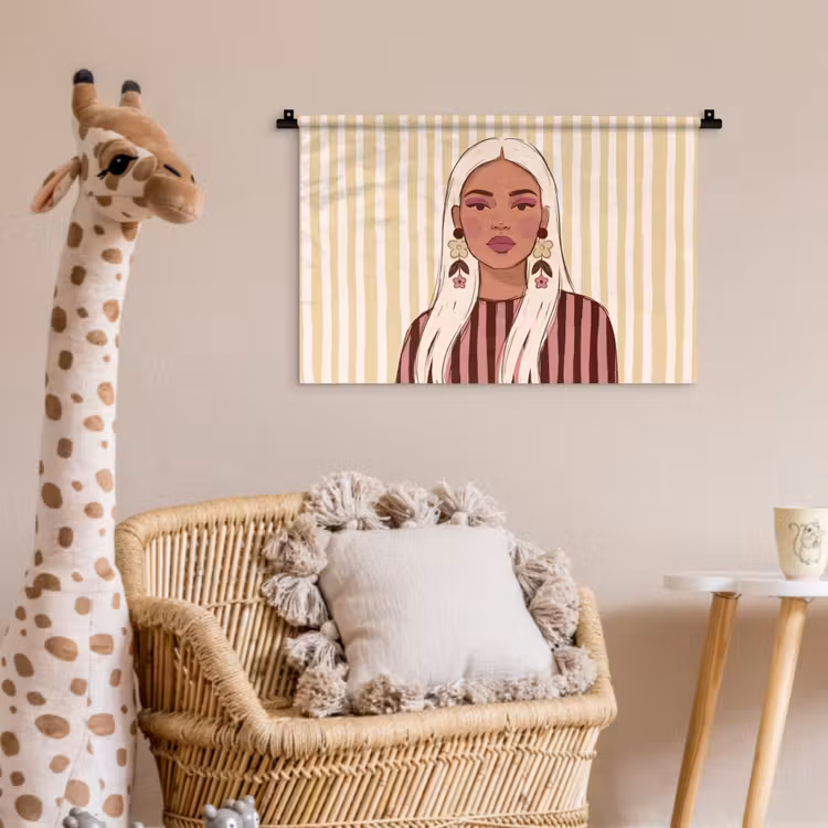 Wandkleed - Vrouw - Portret - Illustratie - Modern - Roze — 5