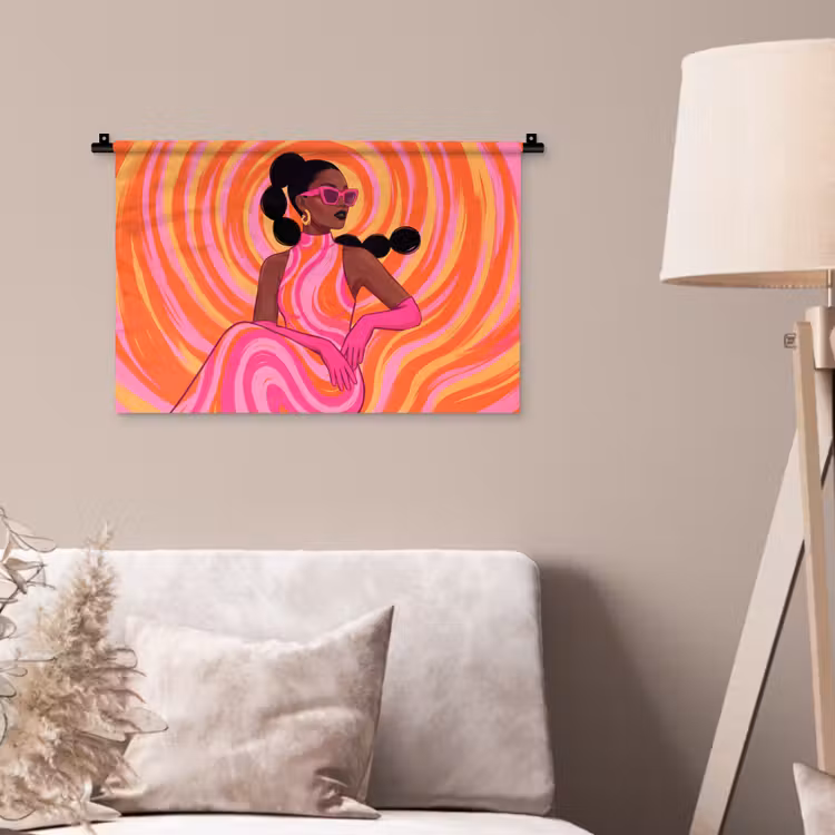 Wandkleed - Vrouw - Portret - Kunst - Abstract - Roze — 2