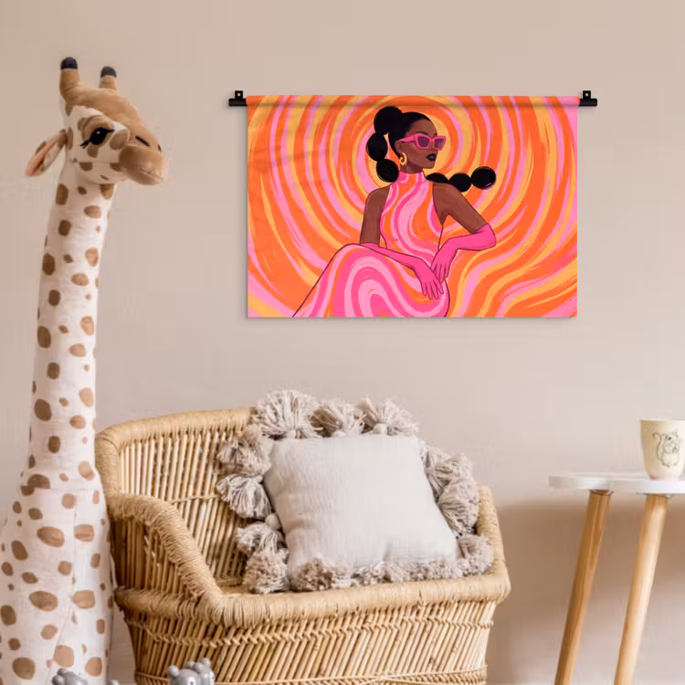 Wandkleed - Vrouw - Portret - Kunst - Abstract - Roze — 5