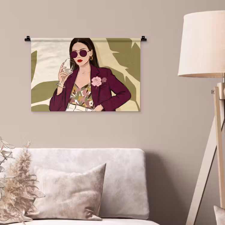 Wandkleed - Vrouw - Wijn - Portret - Mode - Modern — 2