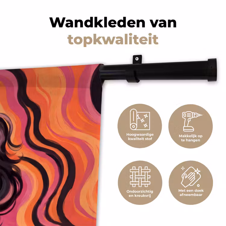 Wandkleed - Vrouw - Zonnebril - Modern - Portret - Oranje — 3