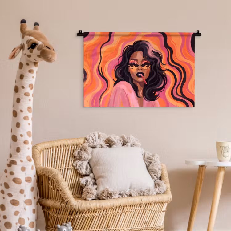 Wandkleed - Vrouw - Zonnebril - Modern - Portret - Oranje — 5