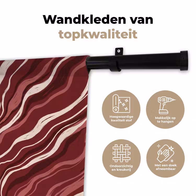 Wandkleed - Zeepaardje - Golven - Zeeleven - Abstract - Oranje — 3