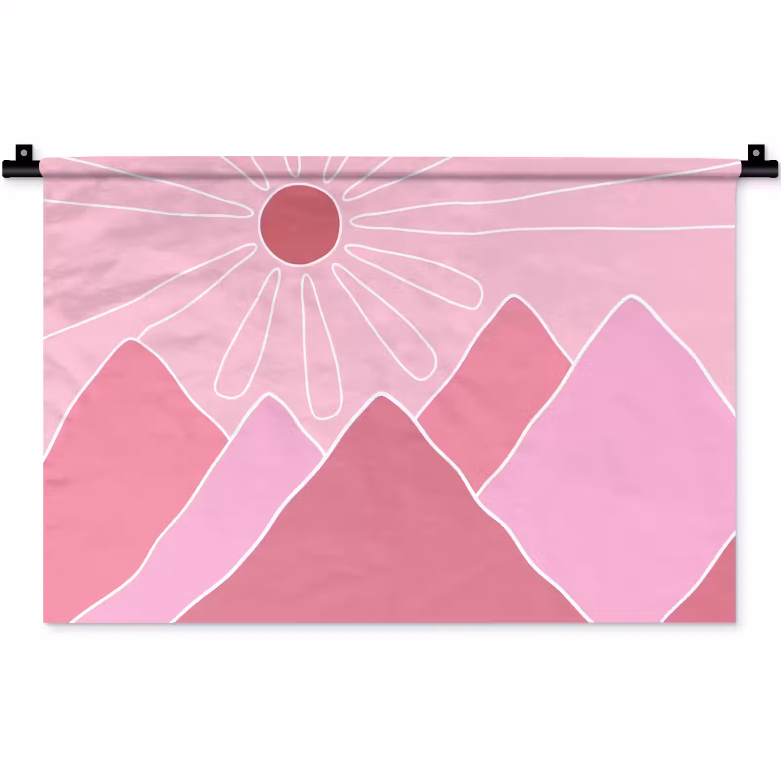 Wandkleed - Zon - Bergen - Natuur - Abstract - Roze — 1