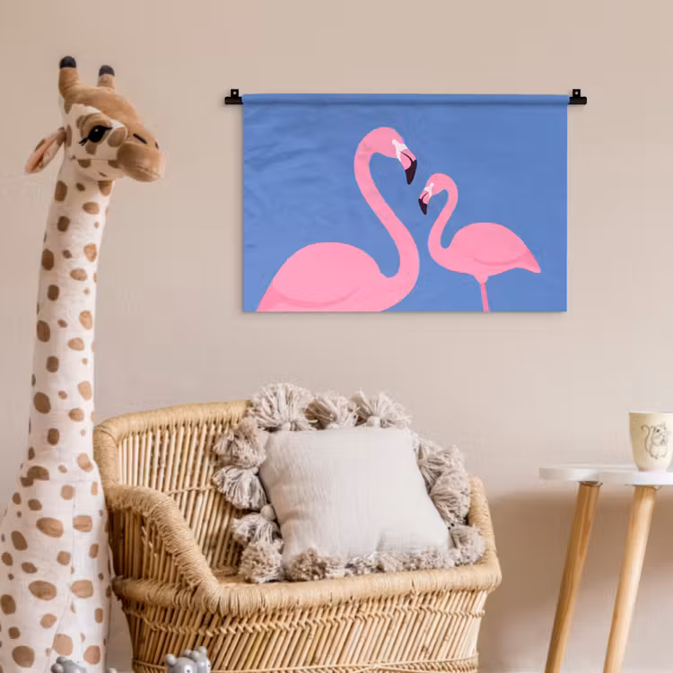 Wandkleed - Vogel - Paar - Dieren - Modern - Roze — 5