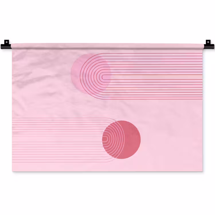 Wandkleed - Vormen - Lijnen - Minimalistisch - Roze — 1