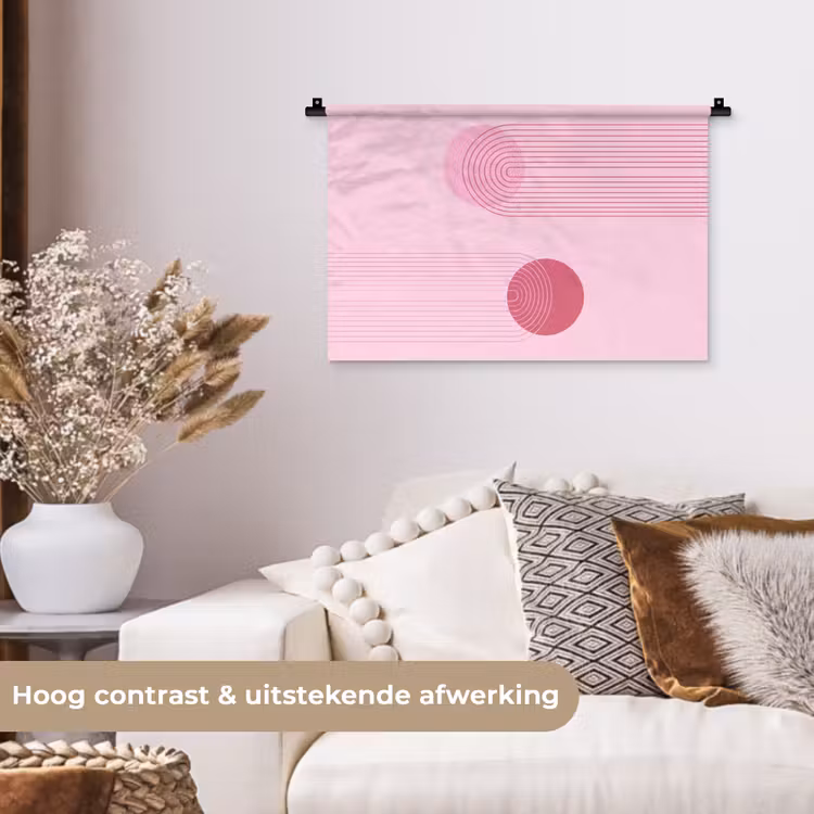 Wandkleed - Vormen - Lijnen - Minimalistisch - Roze — 4
