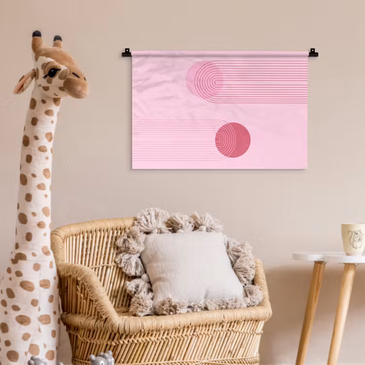 Wandkleed - Vormen - Lijnen - Minimalistisch - Roze — 5