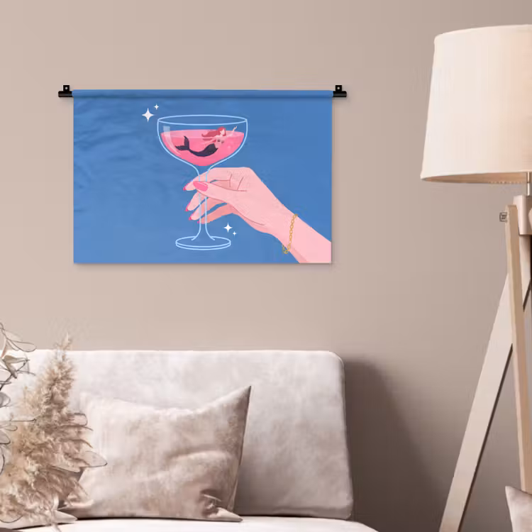 Wandkleed - Vrouw - Glas - Abstract - Roze - Blauw — 2