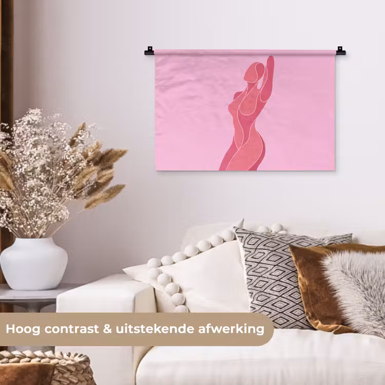 Wandkleed - Vrouw - Lichaam - Abstract - Roze — 4