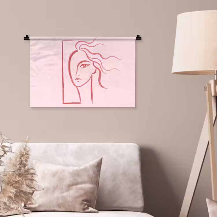 Wandkleed - Vrouw - Portret - Abstract - Lijnkunst - Rood — 2