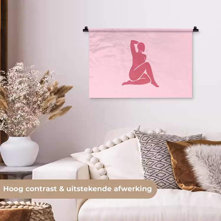 Wandkleed - Vrouw - Silhouet - Abstract - Modern - Roze — 4
