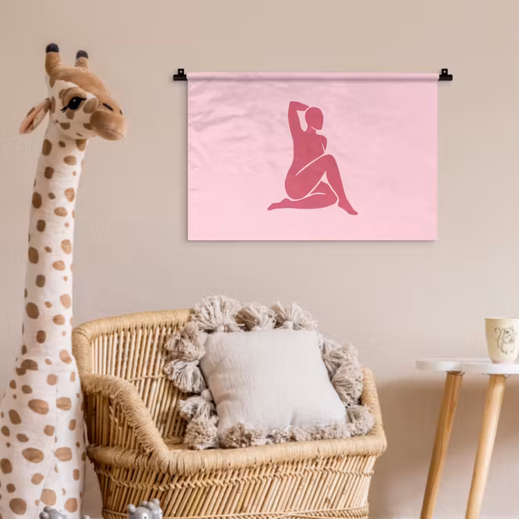 Wandkleed - Vrouw - Silhouet - Abstract - Modern - Roze — 5