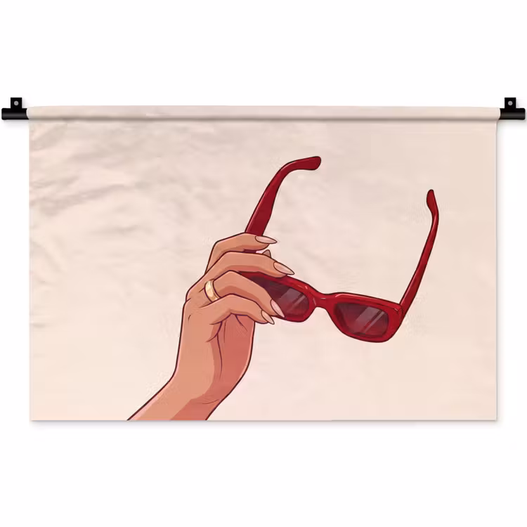 Wandkleed - Vrouw - Zonnebril - Mode - Rood - Illustratie — 1