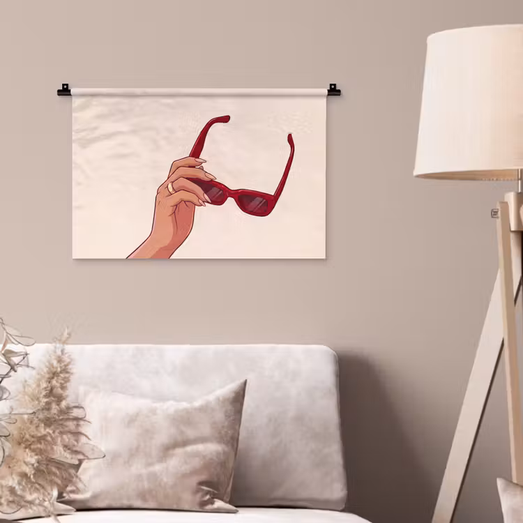 Wandkleed - Vrouw - Zonnebril - Mode - Rood - Illustratie — 2