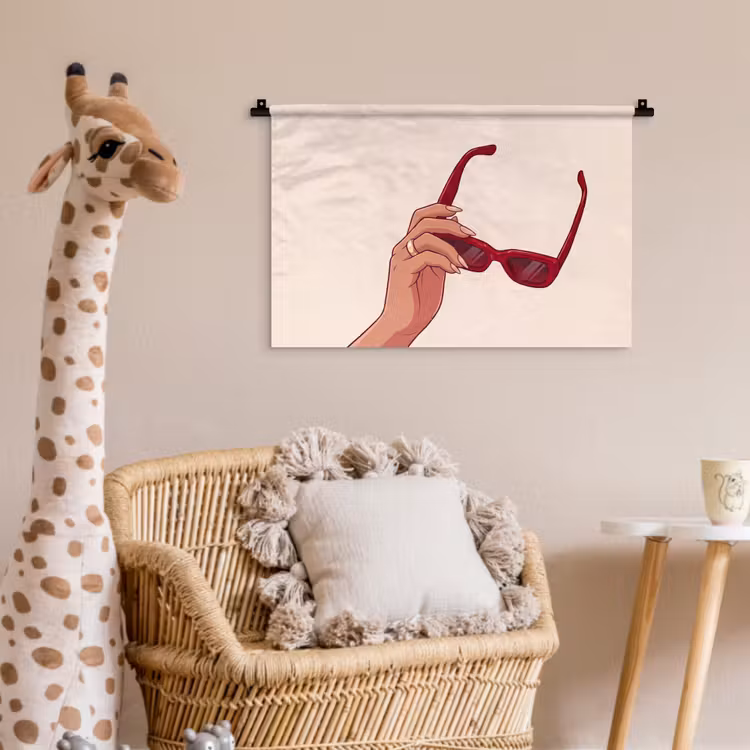 Wandkleed - Vrouw - Zonnebril - Mode - Rood - Illustratie — 5
