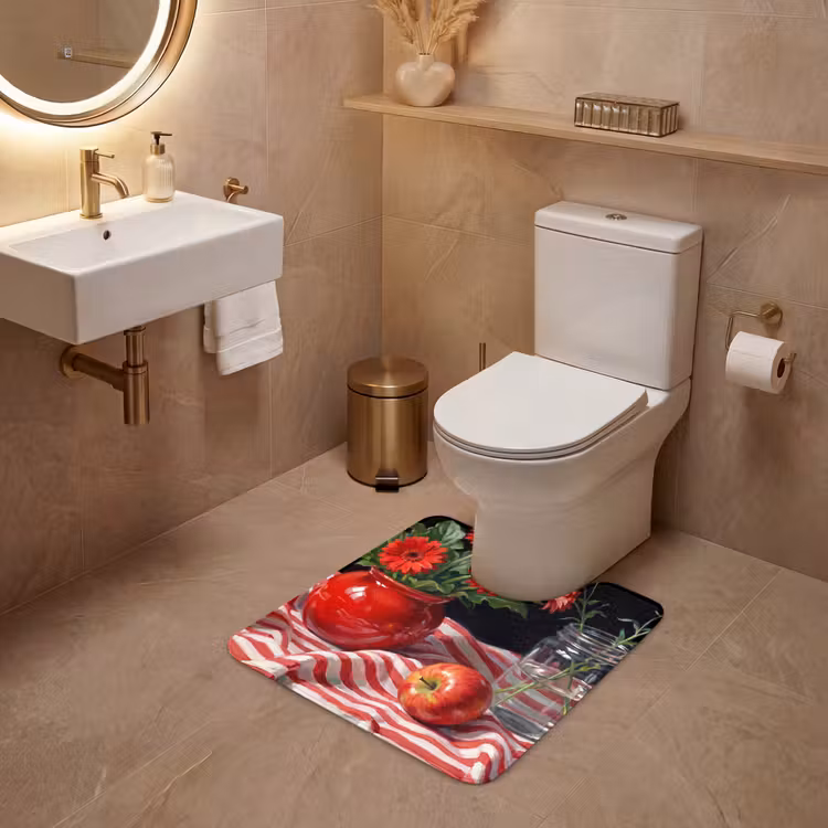 WC Mat - Rode bloemen - Vaas — 3