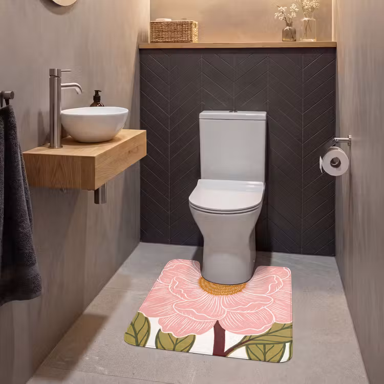 WC Mat - Bloemen - Roze - Illustratie — 2