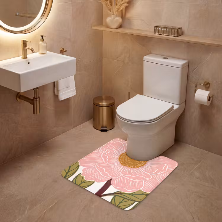 WC Mat - Bloemen - Roze - Illustratie — 3