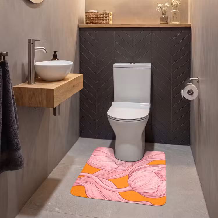 WC Mat - Roze bloemen - Modern — 2