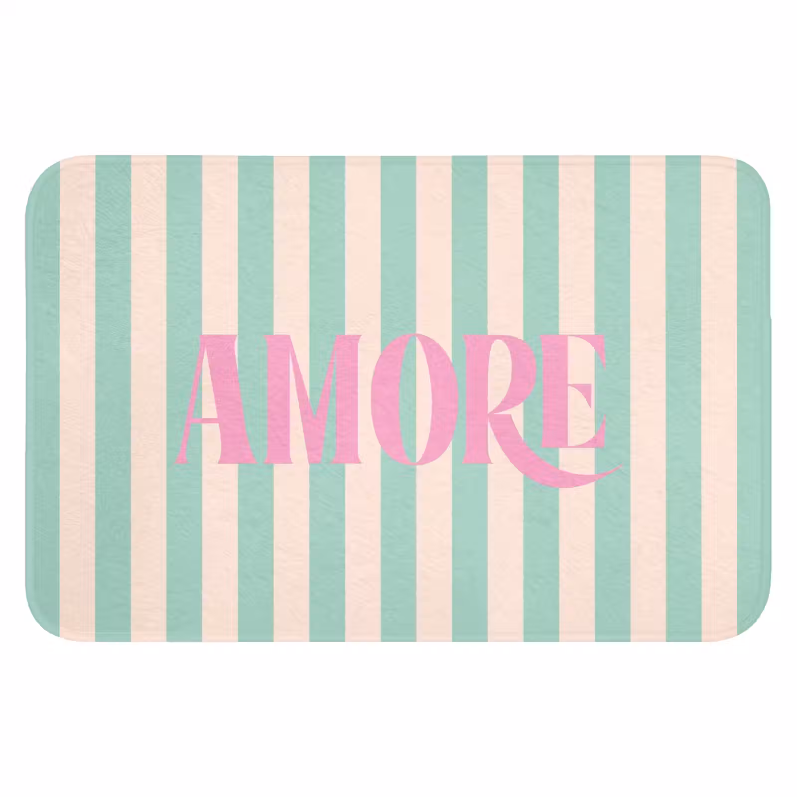 WC Mat - Roze - Groen - Strepen - Amore — 1