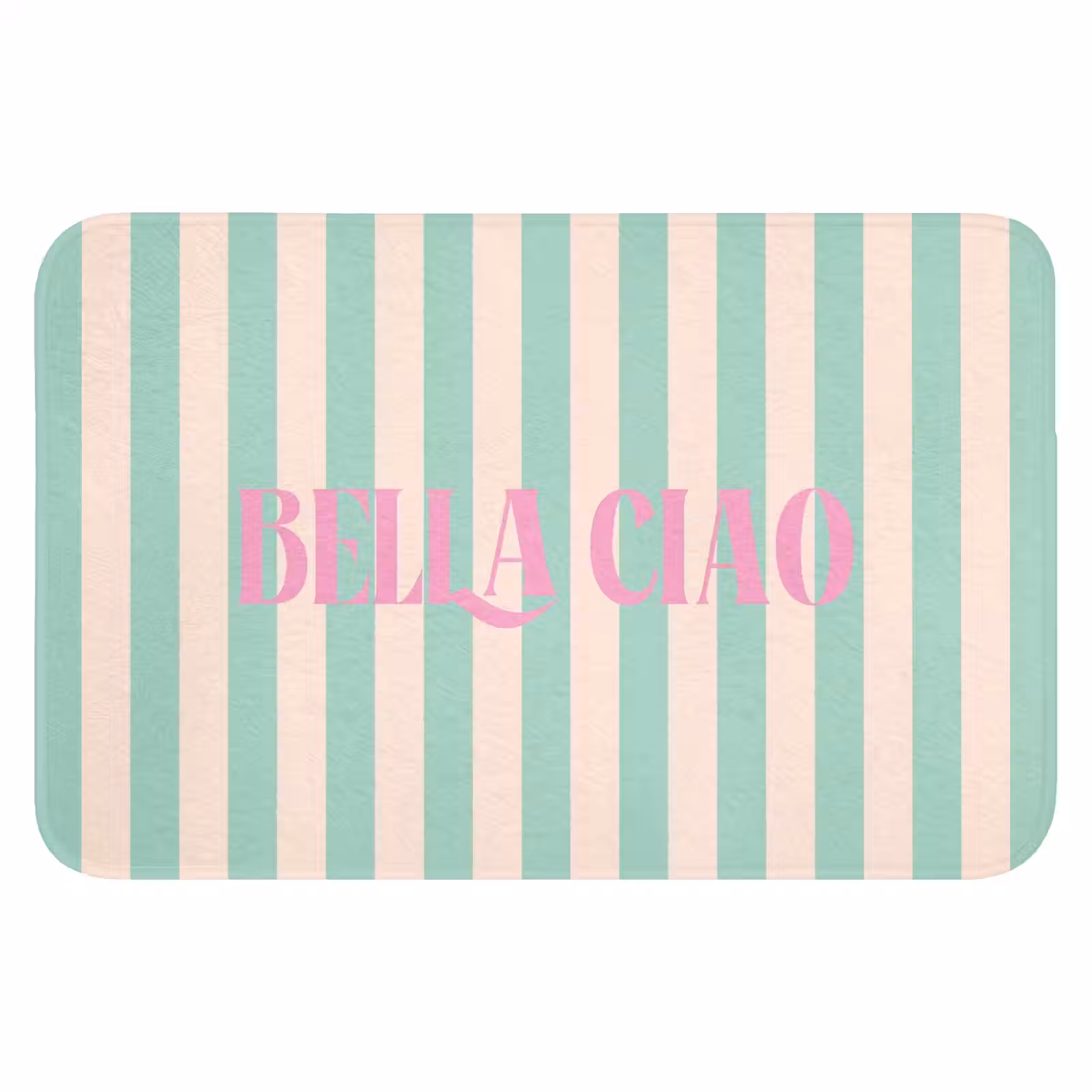 WC Mat - Roze - Groen - Strepen - Bella ciao — 1