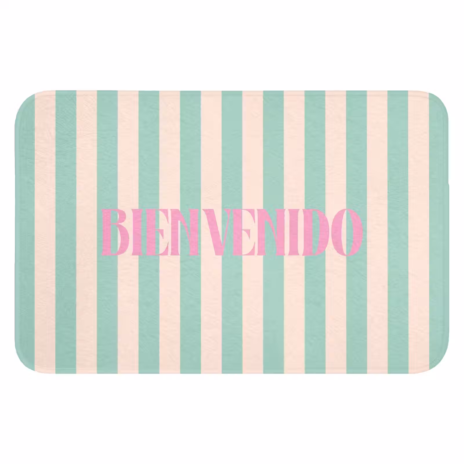 WC Mat - Roze - Groen - Strepen - Bienvenido — 1