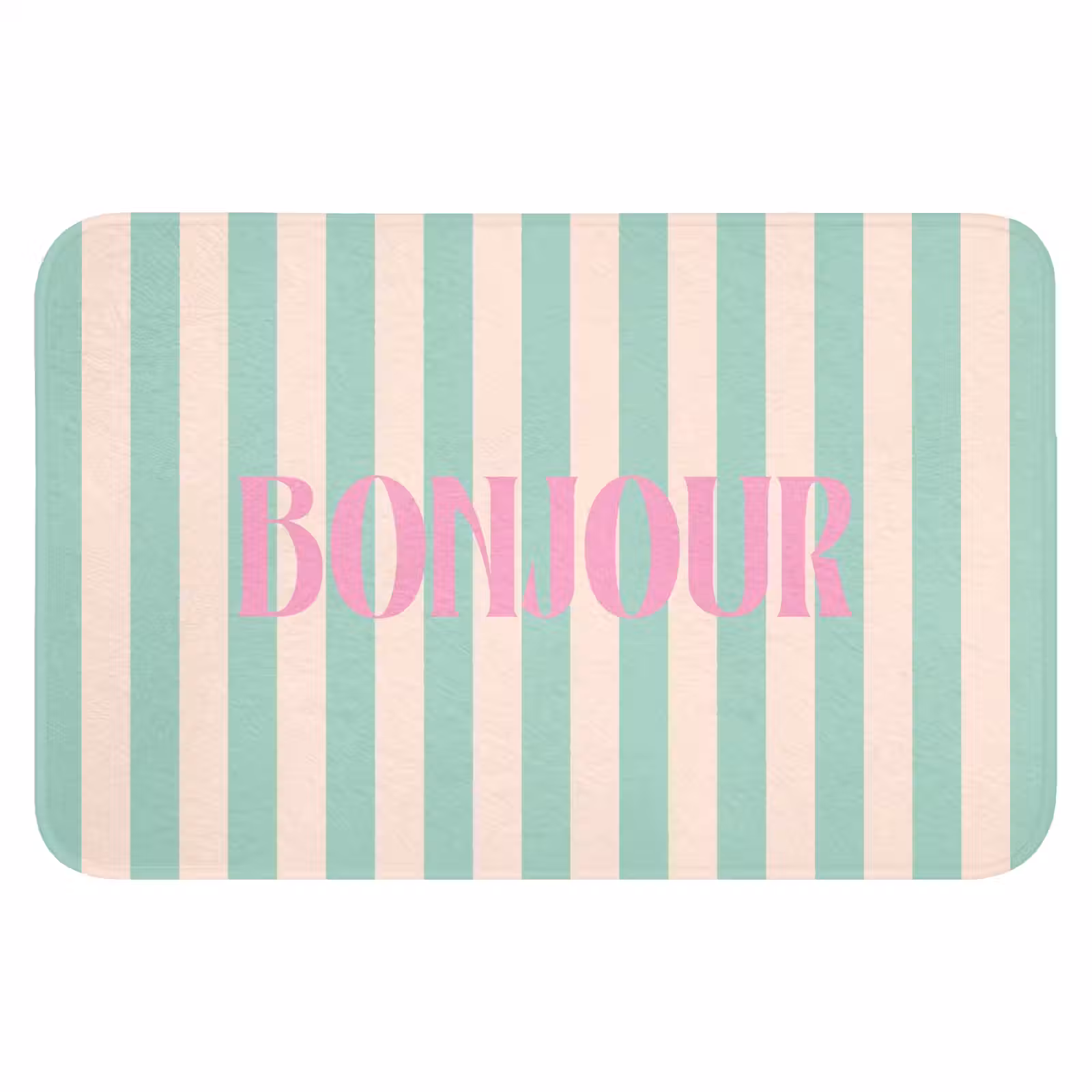 WC Mat - Roze - Groen - Strepen - Bonjour — 1