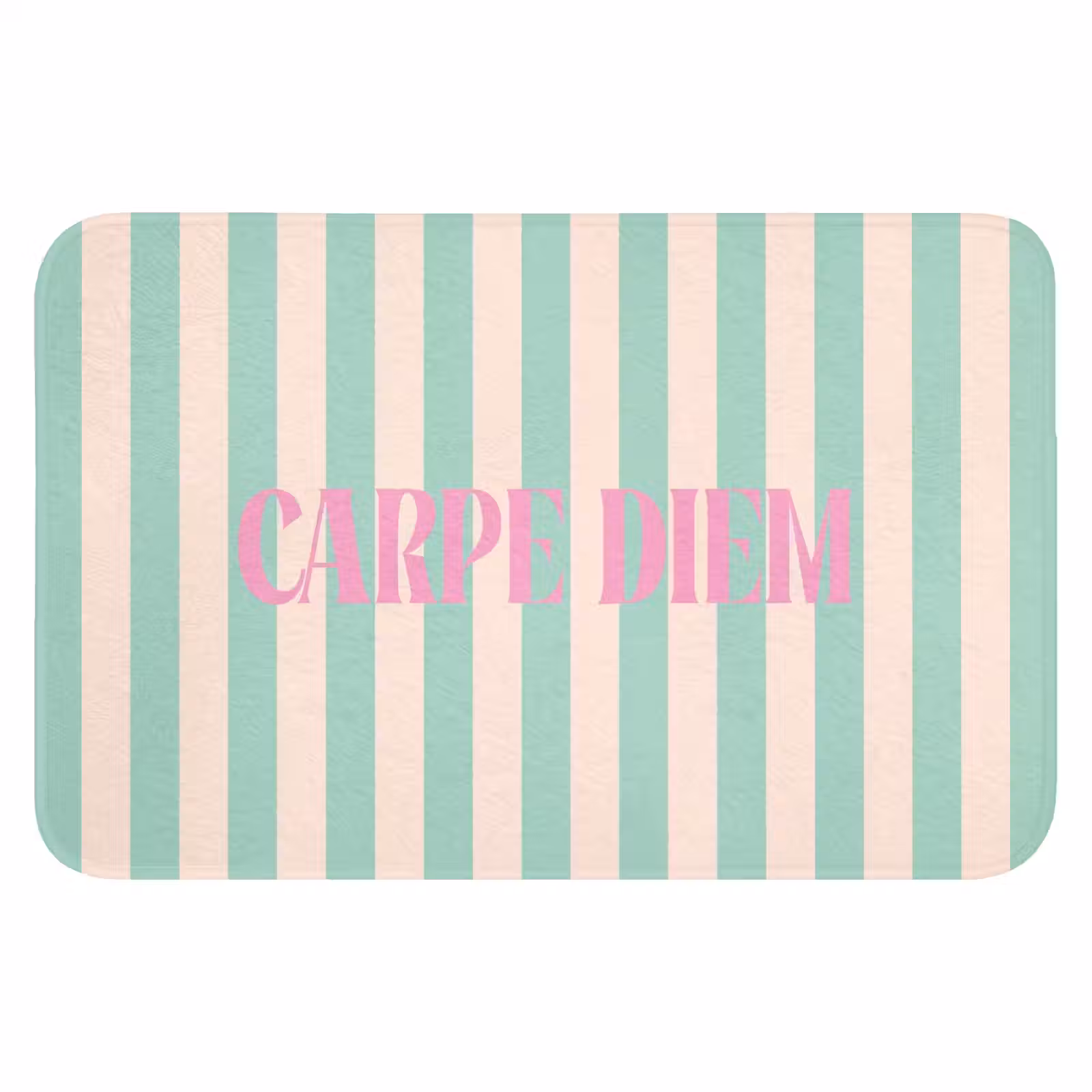 WC Mat - Roze - Groen - Strepen - Carpe diem — 1