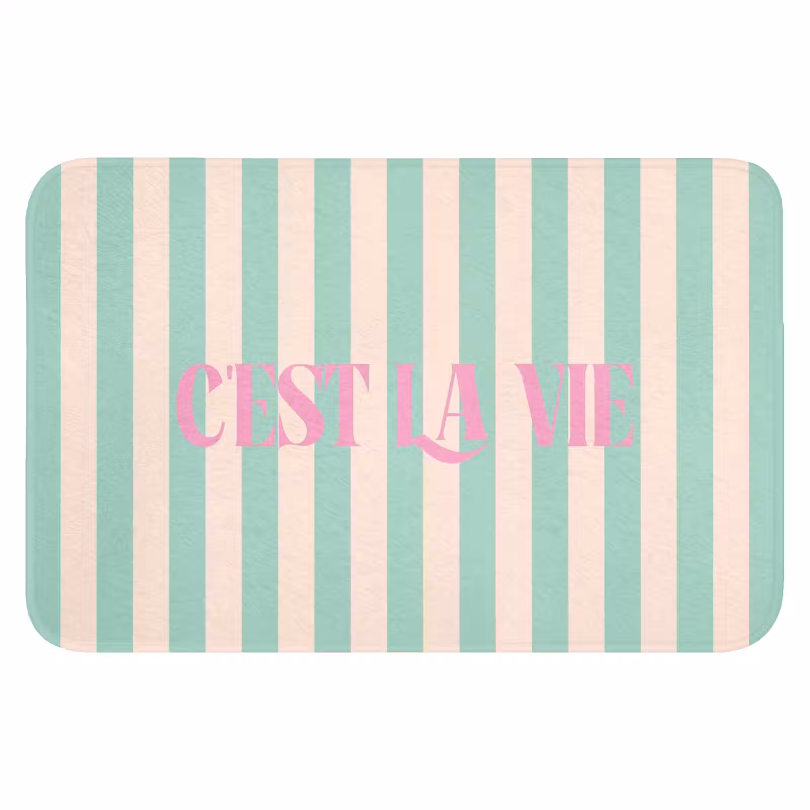 WC Mat - Roze - Groen - Strepen - C'est la vie — 1