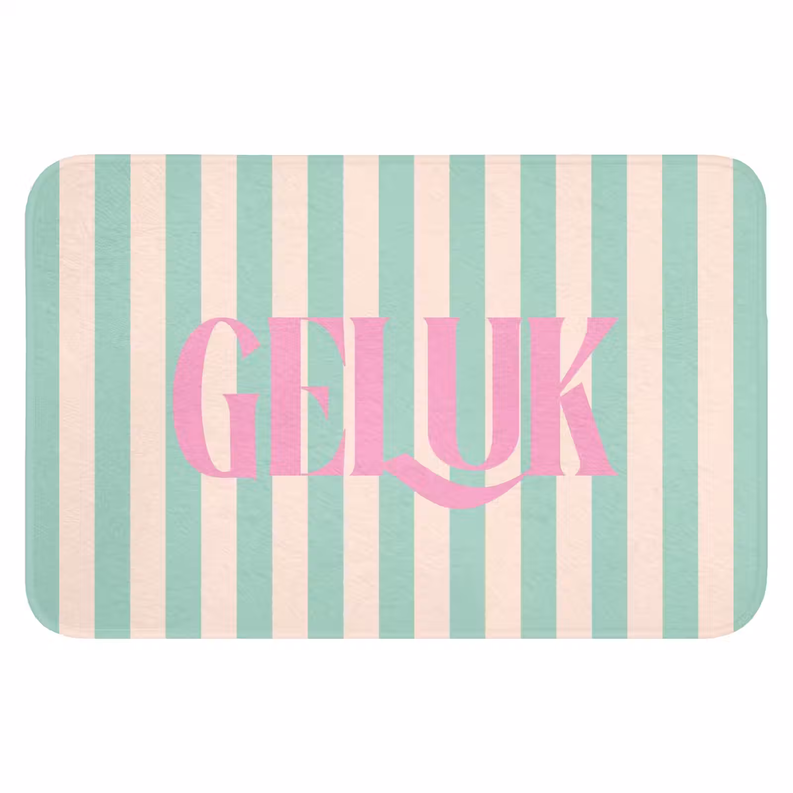 WC Mat - Roze - Groen - Strepen - Geluk — 1