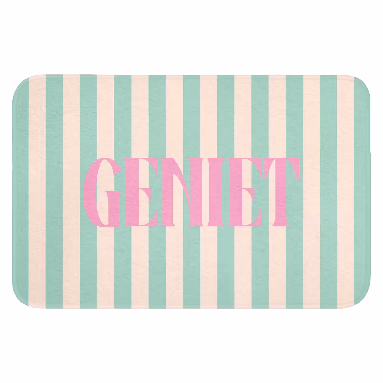 WC Mat - Roze - Groen - Strepen - Geniet — 1