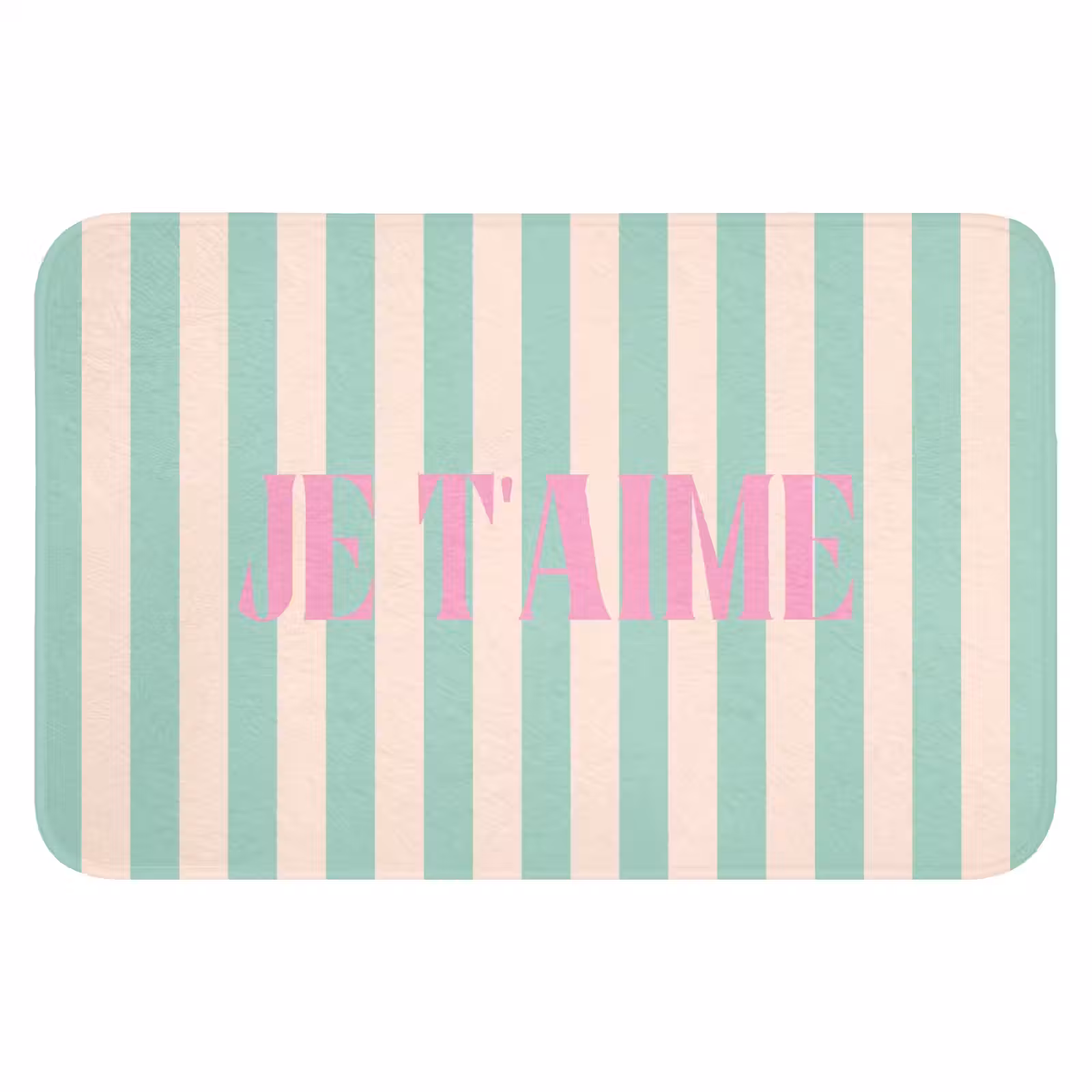 WC Mat - Roze - Groen - Strepen - Je t'aime — 1