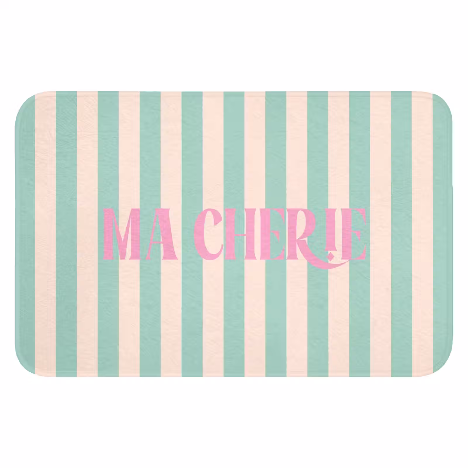 WC Mat - Roze - Groen - Strepen - Ma cherie — 1