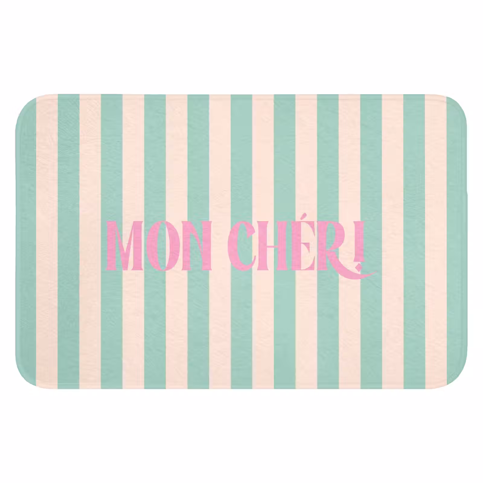 WC Mat - Roze - Groen - Strepen - Mon chéri — 1