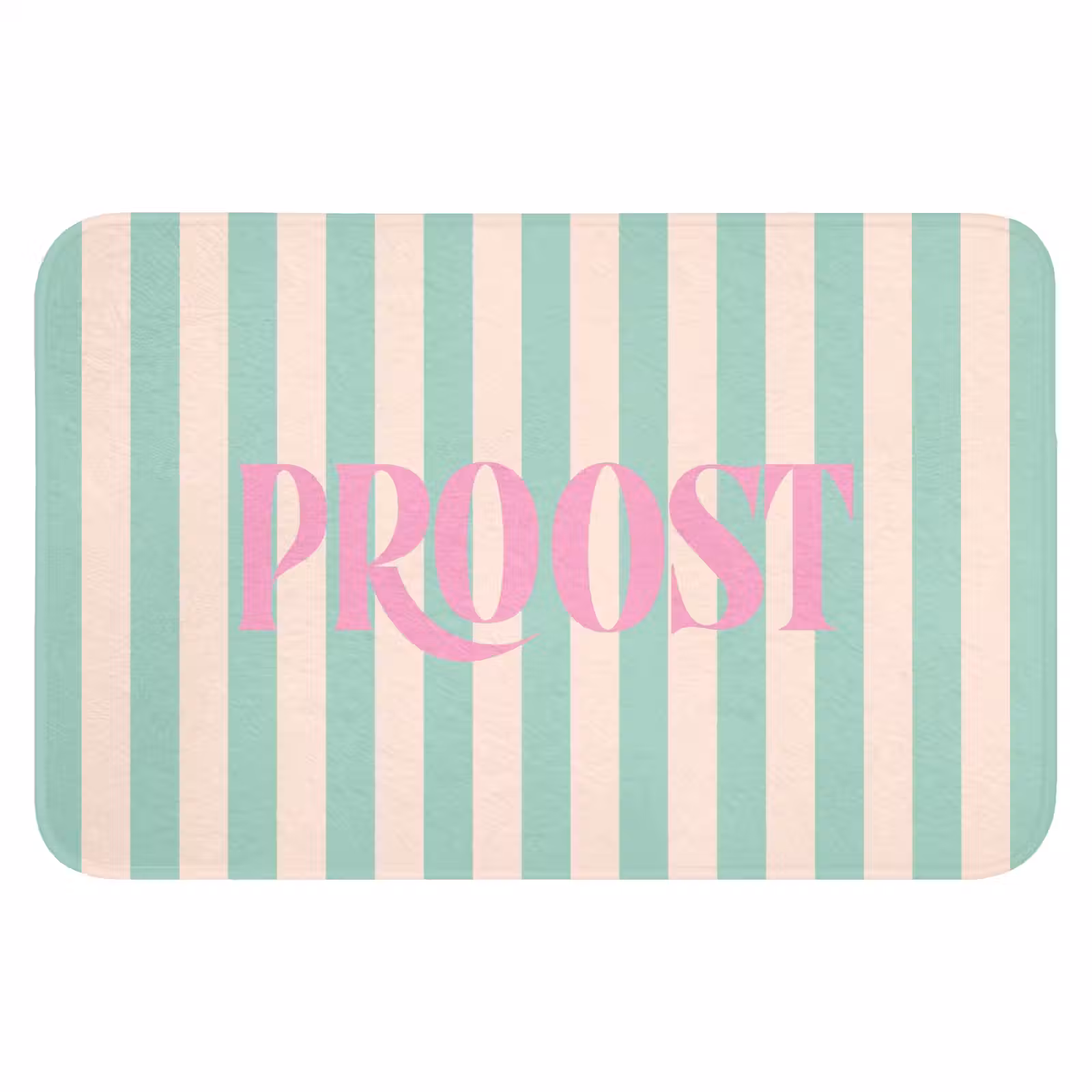 WC Mat - Roze - Groen - Strepen - Proost — 1