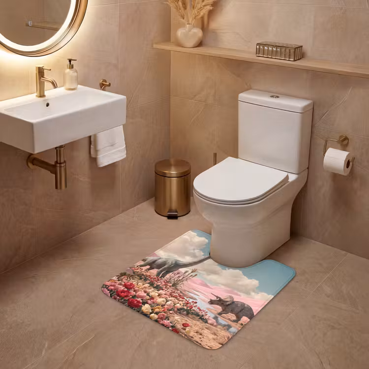 WC Mat - Dinosaurus - Roze - Landschap — 3