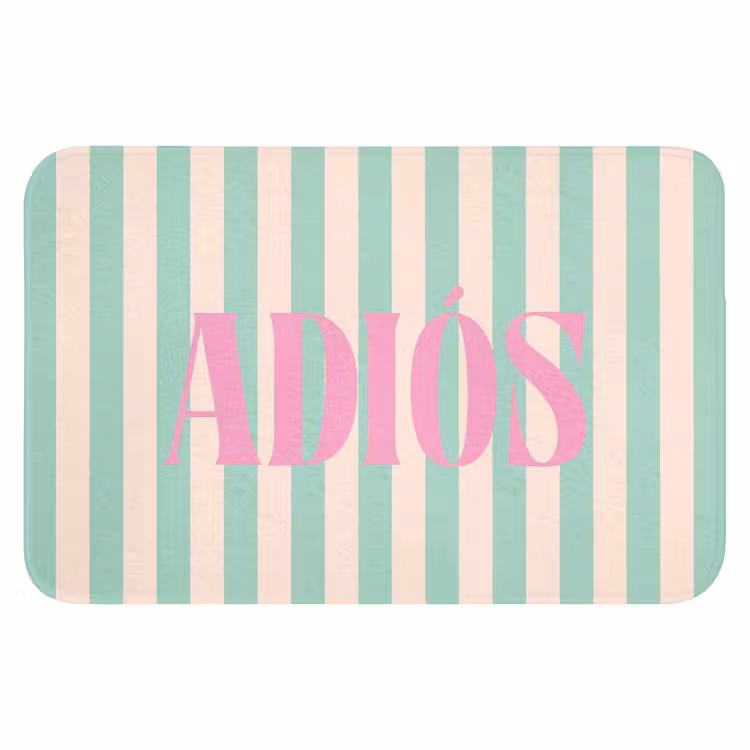 WC Mat - Groen - Strepen - Roze - Adiós — 1